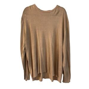 Tommy Bahama Men’s 100% Linen Pullover Shirt Long Sleeve Size XL Tan Lightweight